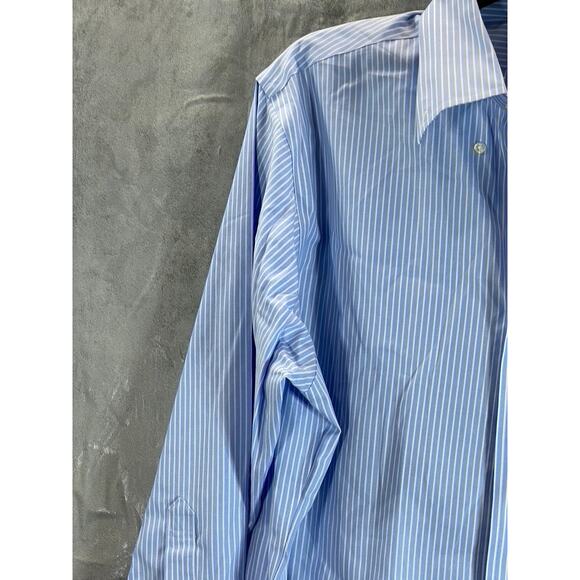 BROOKS BROTHERS Men's Blue Striped Regent-Fit Button-Up Dress Shirt SZ 16.5/32 - Picture 3 of 11